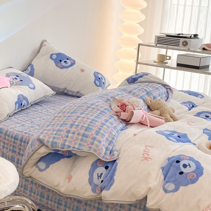 91家纺网 家纺一手货源 找家纺 （总）昔可家纺 2021新款小包边牛奶绒四件套