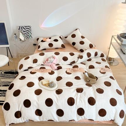 91家纺网 家纺一手货源 找家纺 昔可家纺 2021新款小包边牛奶绒四件套啵啵奶茶