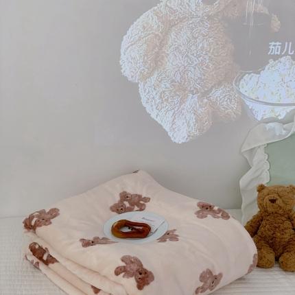 91家纺网 家纺一手货源 找家纺 昔可家纺 2021新款牛奶羊羔绒印花毛毯 泰迪比熊