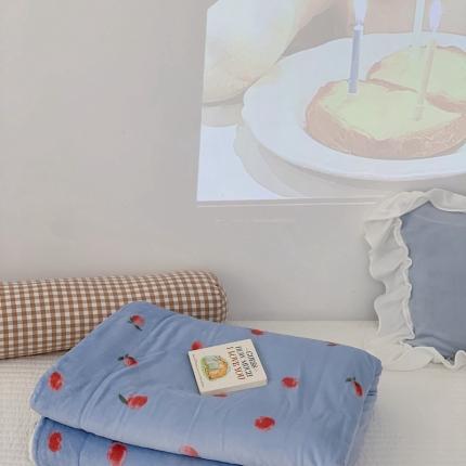 91家纺网 家纺一手货源 找家纺 昔可家纺 2021新款牛奶羊羔绒印花毛毯 元气小小桔蓝