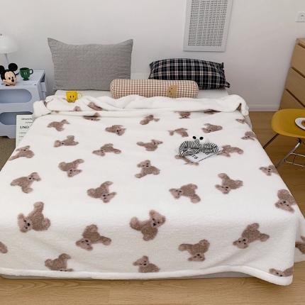 昔可家纺 2021新款羊羔泰迪绒印花毛毯-第二组图 韩国小熊