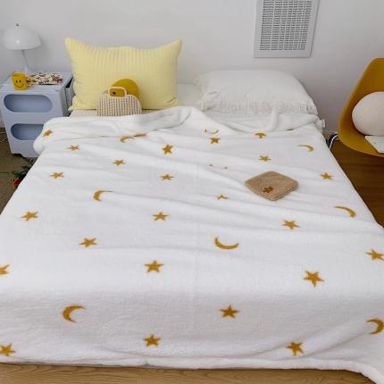 91家纺网 家纺一手货源 找家纺 昔可家纺2021新款羊羔泰迪绒印花毛毯-第二组图金色星星月亮