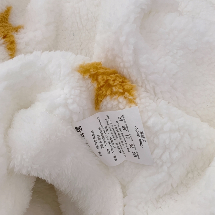 91家纺网 家纺一手货源 找家纺 昔可家纺2021新款羊羔泰迪绒印花毛毯-第二组图金色星星月亮