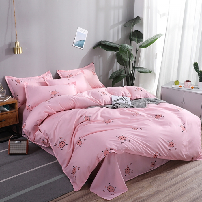 91家纺网 家纺一手货源 找家纺 乐居坊 2025新款芦荟棉单被套 猪猪女孩