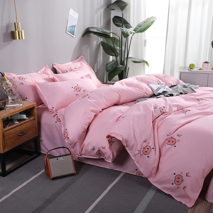 91家纺网 家纺一手货源 找家纺 乐居坊 2025新款芦荟棉单被套 猪猪女孩