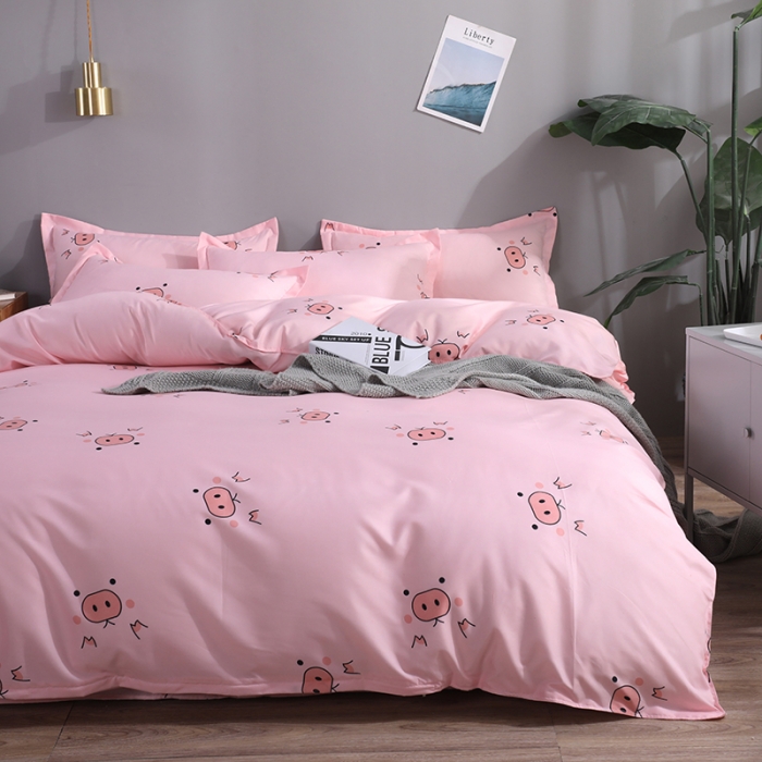 91家纺网 家纺一手货源 找家纺 乐居坊 2025新款芦荟棉单被套 猪猪女孩