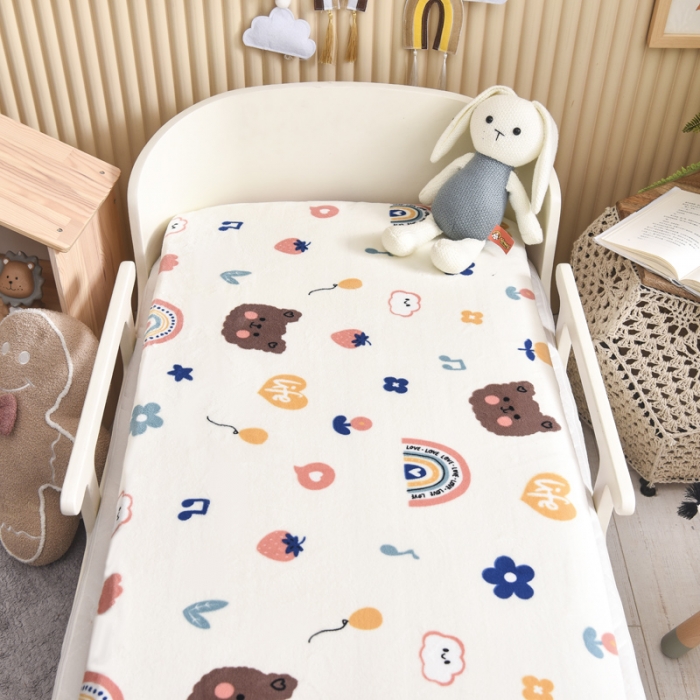 91家纺网 家纺一手货源 找家纺 嗨生活 2021新款牛奶绒可拆款床垫 嘟嘟熊