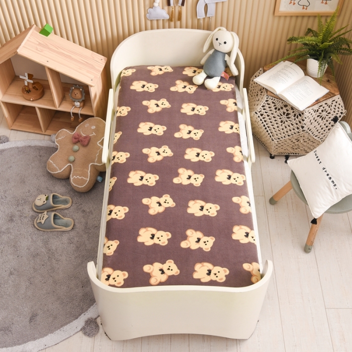 91家纺网 家纺一手货源 找家纺 嗨生活 2021新款牛奶绒可拆款床垫 可可熊-咖