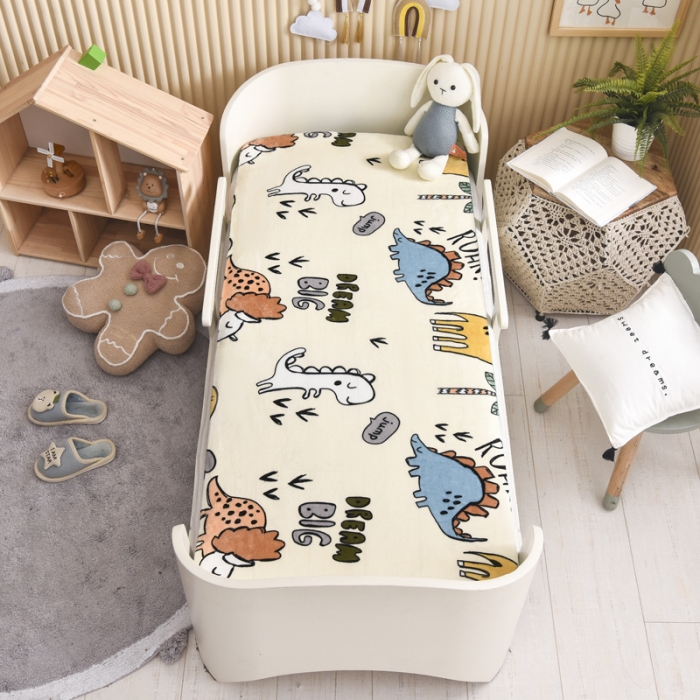 91家纺网 家纺一手货源 找家纺 嗨生活 2021新款牛奶绒可拆款床垫 恐龙世界