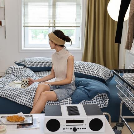 91家纺网 家纺一手货源 找家纺 （总）华超针织 2021新款天竺棉千鸟格四件套