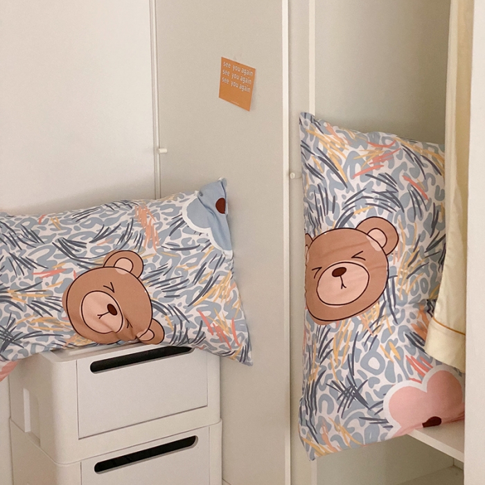 91家纺网 家纺一手货源 找家纺 窝米 2022春季新品全棉四件套 大脸熊