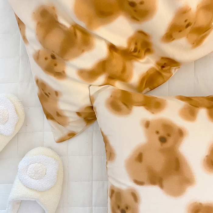 91家纺网 家纺一手货源 找家纺 窝米 2022春季新品全棉四件套 呆萌熊