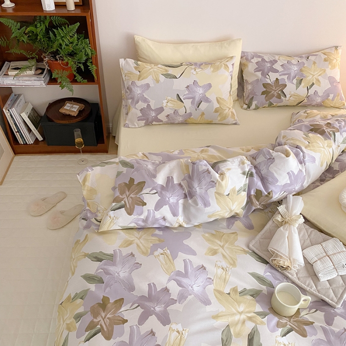 91家纺网 家纺一手货源 找家纺 窝米 2022春季新品全棉四件套 枫林尽染