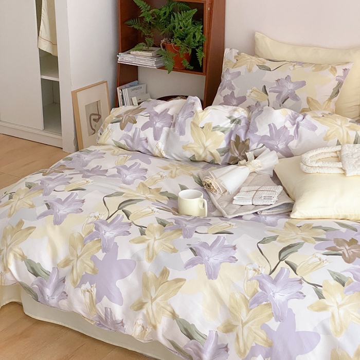 91家纺网 家纺一手货源 找家纺 窝米 2022春季新品全棉四件套 枫林尽染