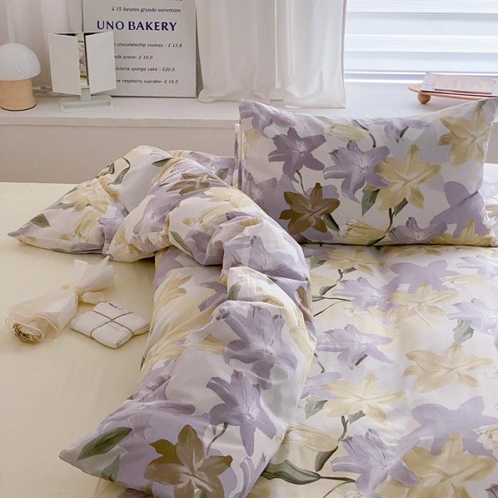 91家纺网 家纺一手货源 找家纺 窝米 2022春季新品全棉四件套 枫林尽染