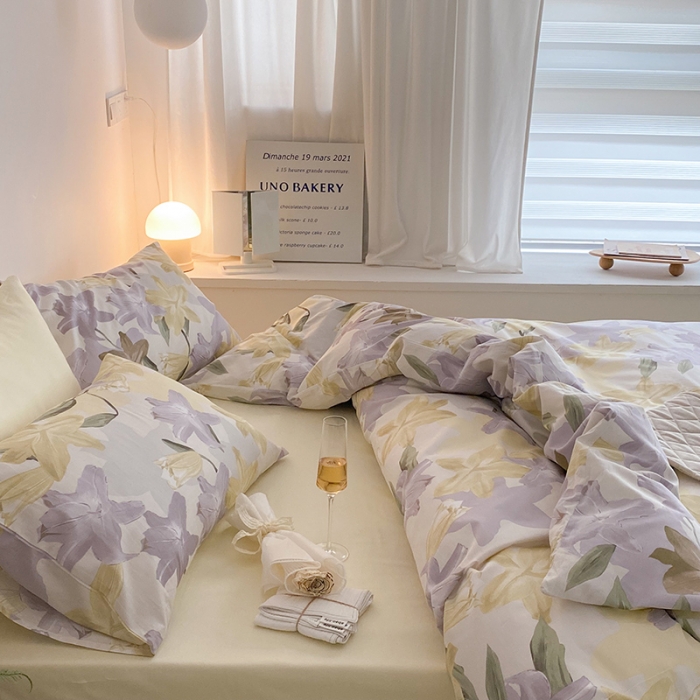 91家纺网 家纺一手货源 找家纺 窝米 2022春季新品全棉四件套 枫林尽染