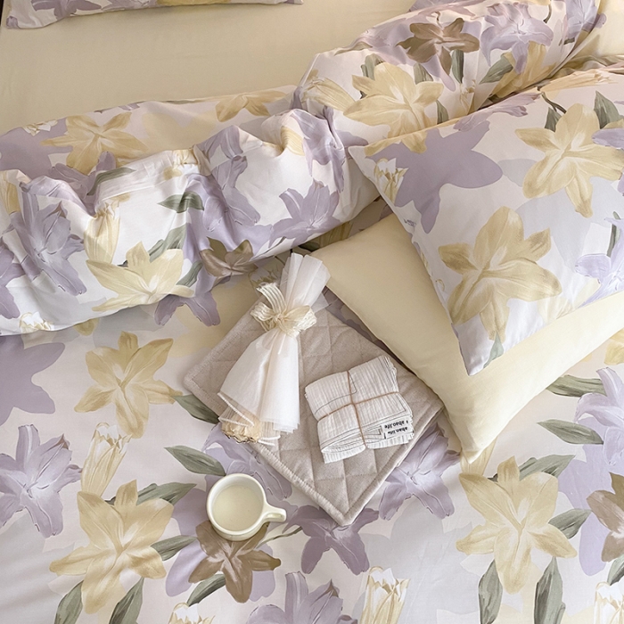 91家纺网 家纺一手货源 找家纺 窝米 2022春季新品全棉四件套 枫林尽染