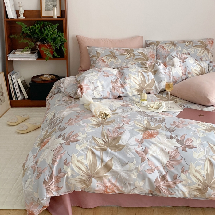 91家纺网 家纺一手货源 找家纺 窝米 2022春季新品全棉四件套 花颜