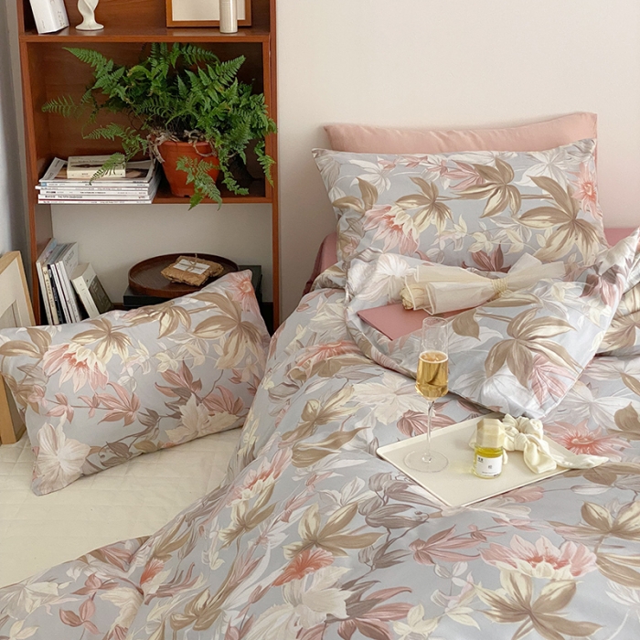 91家纺网 家纺一手货源 找家纺 窝米 2022春季新品全棉四件套 花颜