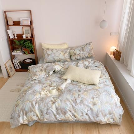 91家纺网 家纺一手货源 找家纺 窝米 2022春季新品全棉四件套 莫奈