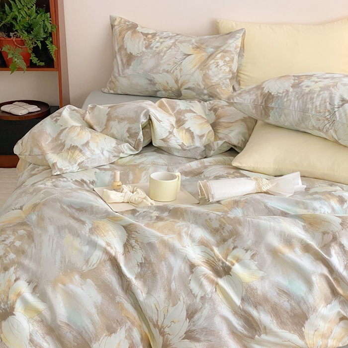 91家纺网 家纺一手货源 找家纺 窝米 2022春季新品全棉四件套 莫奈