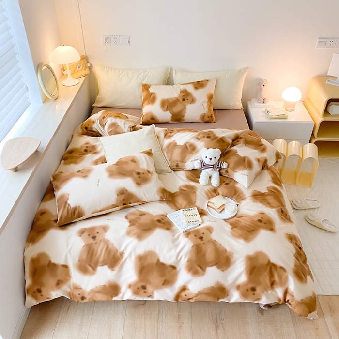 91家纺网 家纺一手货源 找家纺 窝米 2022春季新品全棉四件套 晴晴熊