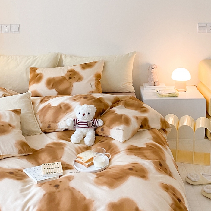 91家纺网 家纺一手货源 找家纺 窝米 2022春季新品全棉四件套 晴晴熊