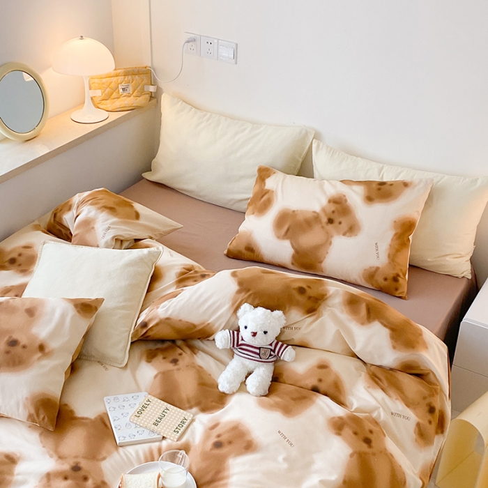 91家纺网 家纺一手货源 找家纺 窝米 2022春季新品全棉四件套 晴晴熊