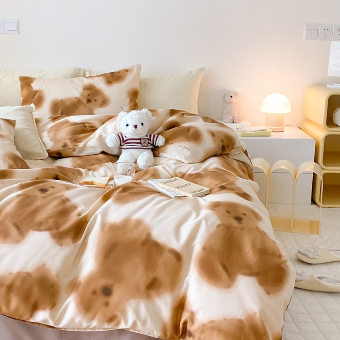 91家纺网 家纺一手货源 找家纺 窝米 2022春季新品全棉四件套 晴晴熊