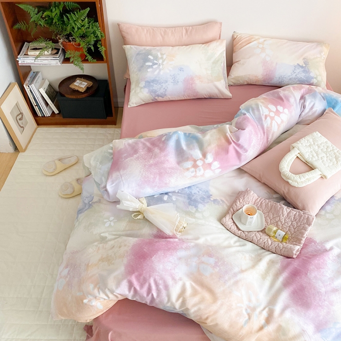 91家纺网 家纺一手货源 找家纺 窝米 2022春季新品全棉四件套 烟花粉