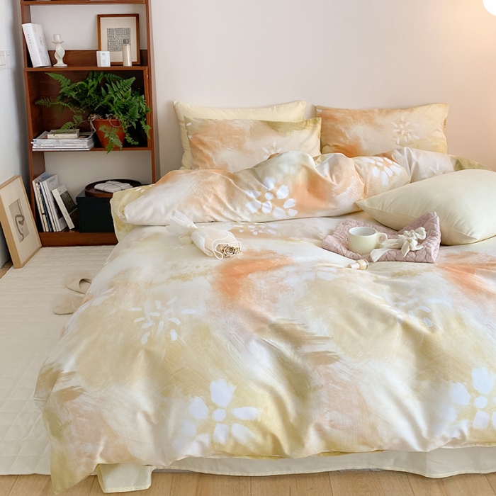 91家纺网 家纺一手货源 找家纺 窝米 2022春季新品全棉四件套 烟花黄