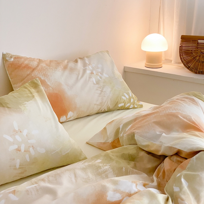 91家纺网 家纺一手货源 找家纺 窝米 2022春季新品全棉四件套 烟花黄