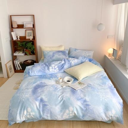 窝米 2022春季新品全棉四件套 烟花蓝