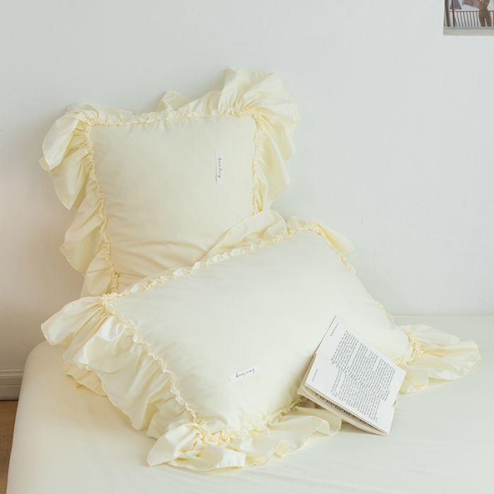 91家纺网 家纺一手货源 找家纺 （总）乐卧 2026新款纯色荷叶边水洗磨毛四件套