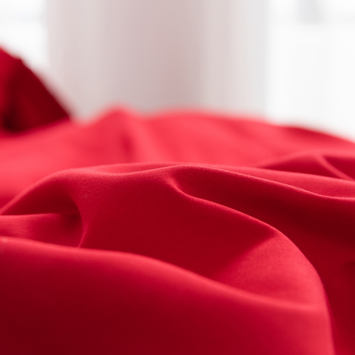 91家纺网 家纺一手货源 找家纺 乐卧 2026新款纯色荷叶边水洗磨毛四件套 爱相随-中国红