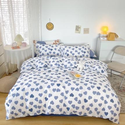 感遇家纺 2022新款全棉印花四件套 蓝色心情