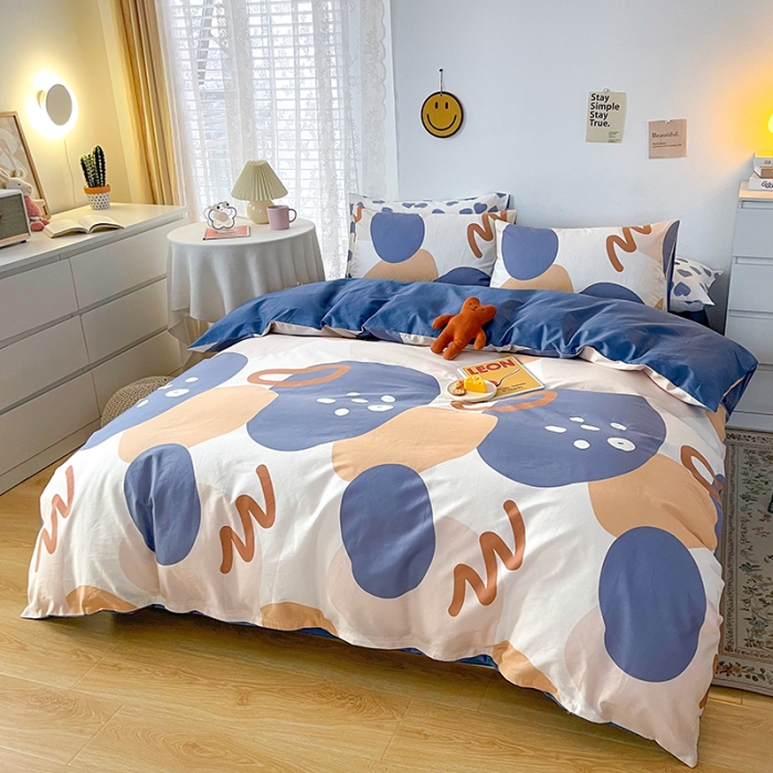 91家纺网 家纺一手货源 找家纺 感遇家纺 2022新款全棉印花四件套 浅暖