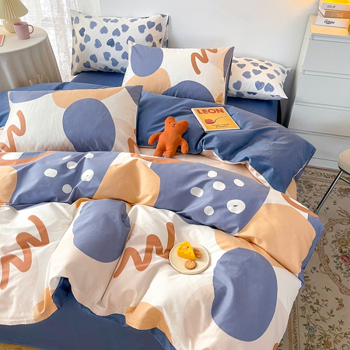 91家纺网 家纺一手货源 找家纺 感遇家纺 2022新款全棉印花四件套 浅暖