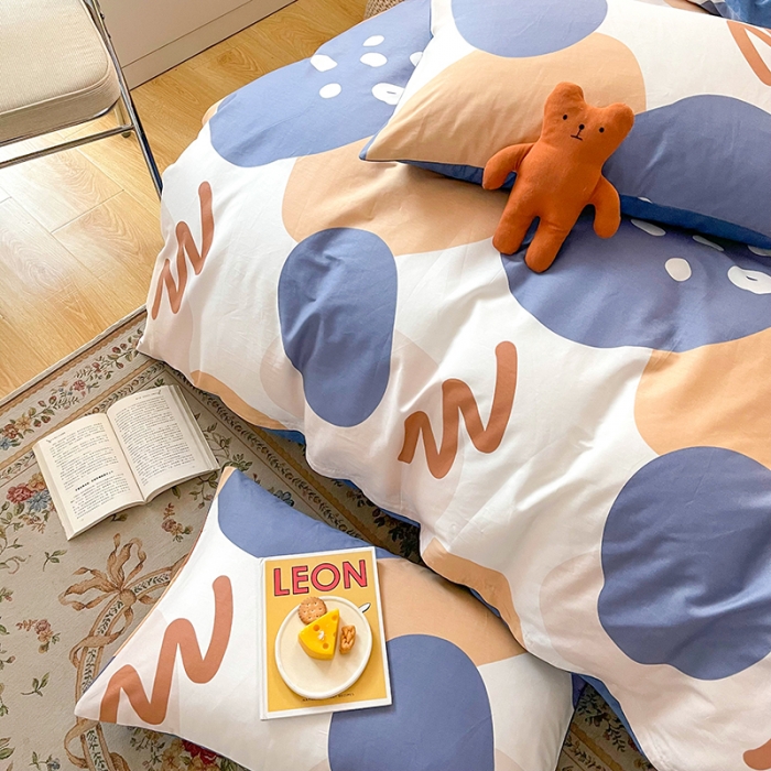 91家纺网 家纺一手货源 找家纺 感遇家纺 2022新款全棉印花四件套 浅暖