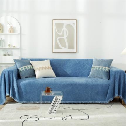 共鸣沙发垫 2021新款纯色雪尼尔沙发巾 纯色雪尼尔蓝灰