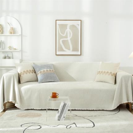 共鸣沙发垫 2021新款纯色雪尼尔沙发巾 纯色雪尼尔米色