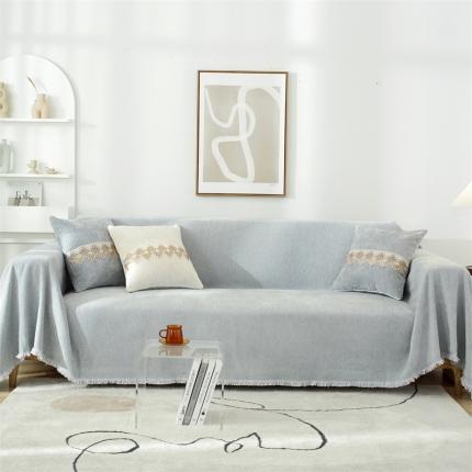共鸣沙发垫 2021新款纯色雪尼尔沙发巾 纯色雪尼尔浅灰