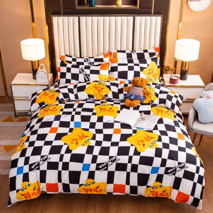 91家纺网 家纺一手货源 找家纺 乐居坊2021新款芦荟棉四件套 快乐至上