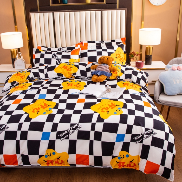 91家纺网 家纺一手货源 找家纺 乐居坊2021新款芦荟棉四件套 快乐至上