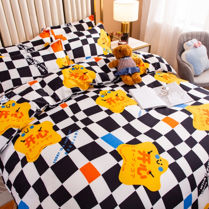 91家纺网 家纺一手货源 找家纺 乐居坊2021新款芦荟棉四件套 快乐至上