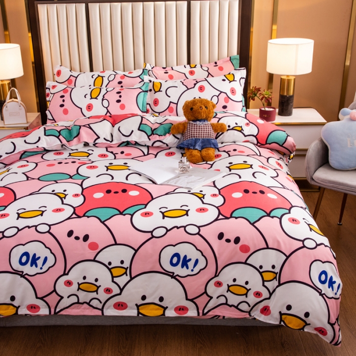 91家纺网 家纺一手货源 找家纺 乐居坊2021新款芦荟棉四件套 蜜桃乌龙