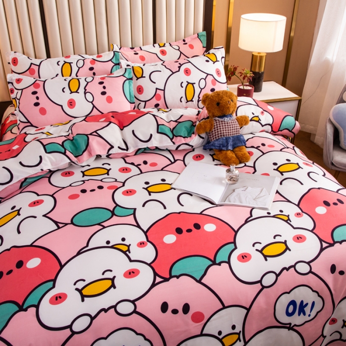 91家纺网 家纺一手货源 找家纺 乐居坊2021新款芦荟棉四件套 蜜桃乌龙