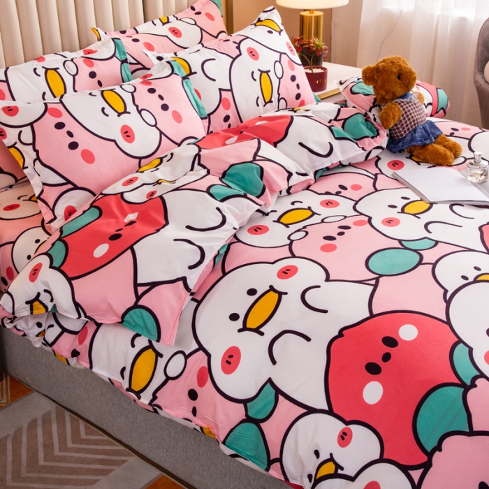 91家纺网 家纺一手货源 找家纺 乐居坊2021新款芦荟棉四件套 蜜桃乌龙