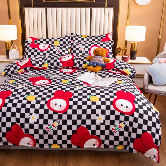 91家纺网 家纺一手货源 找家纺 乐居坊2021新款芦荟棉四件套 糖果芭比