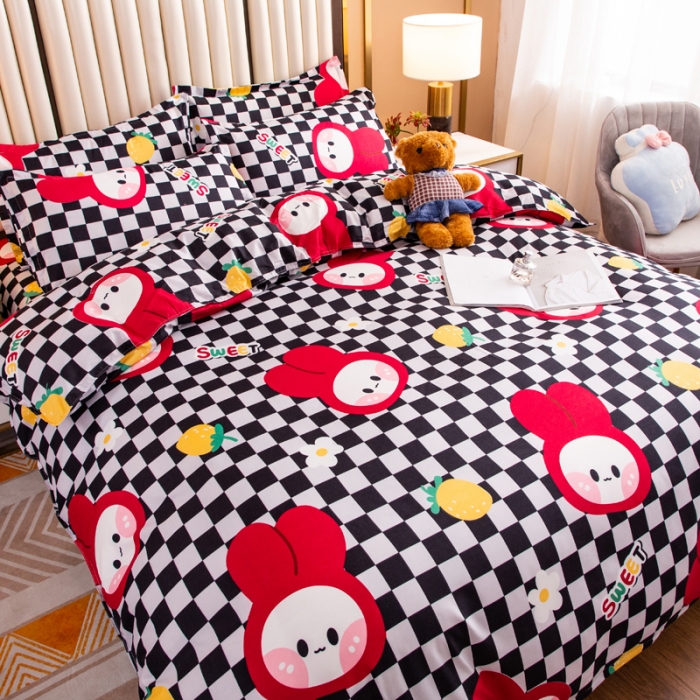 91家纺网 家纺一手货源 找家纺 乐居坊2021新款芦荟棉四件套 糖果芭比